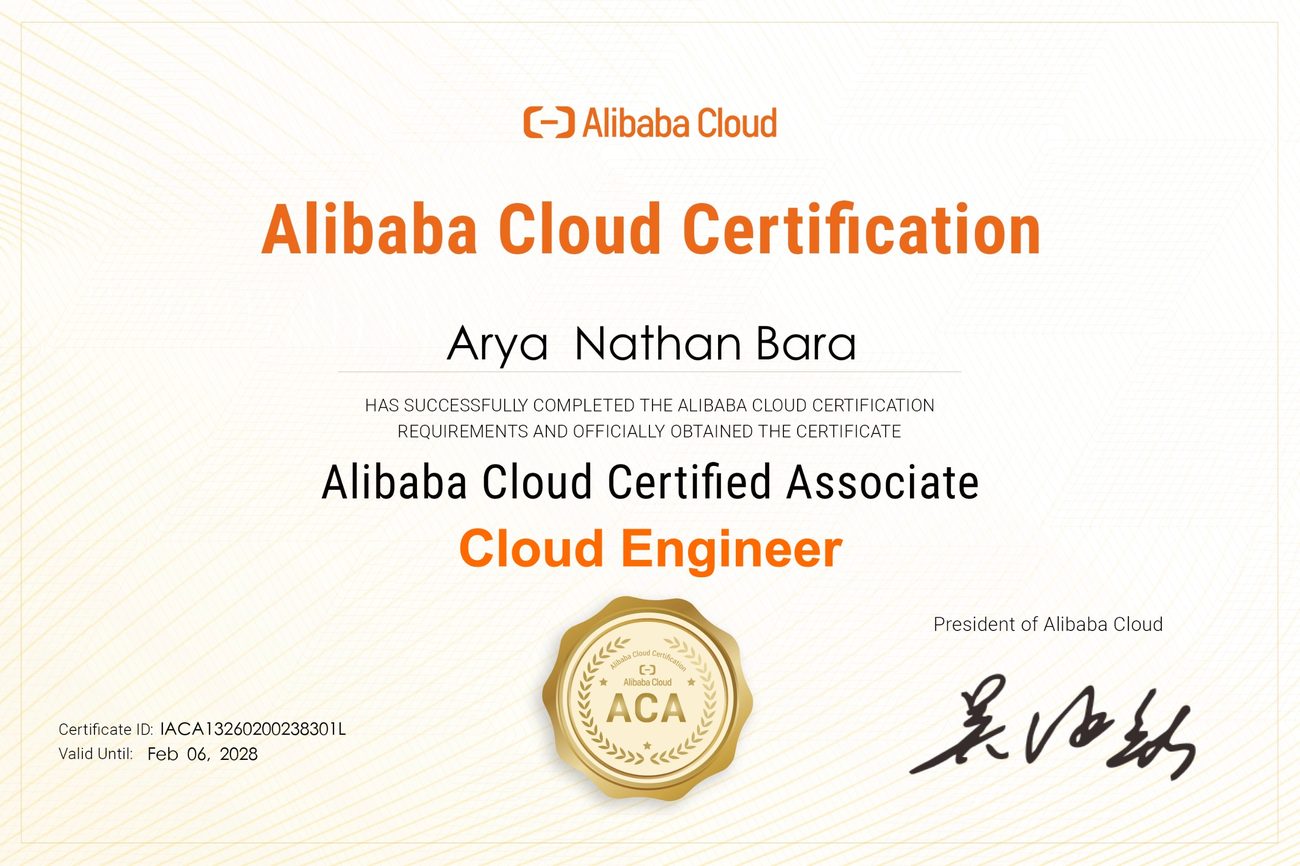 Alibaba Cloud Certified Associate Cloud Engineer certificate